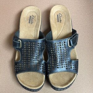 Clarks Women's Black Cut-Out Sandals